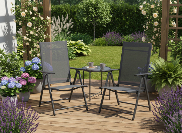 KRZESŁO OGRODOWE SKŁADANE STALOWE 66 x 53 x 107 CM SZARE