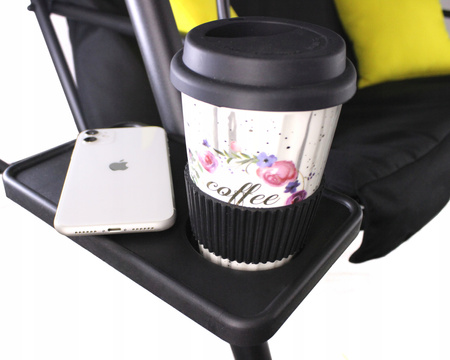 HOTAȚĂ DE GRĂDINĂ A-TYPE 170 x 118 x 153 cm NEAGRĂ CU PERNE GALBENE ȘI SUSTINERI PENTRU CUPS *9689
