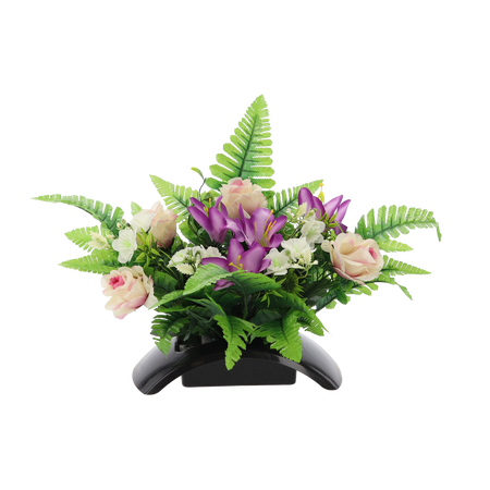 BUNCH CH-31 (WIDTH 55 CM, HEIGHT 40 CM) ROSES WITH LILY MIX COLOR