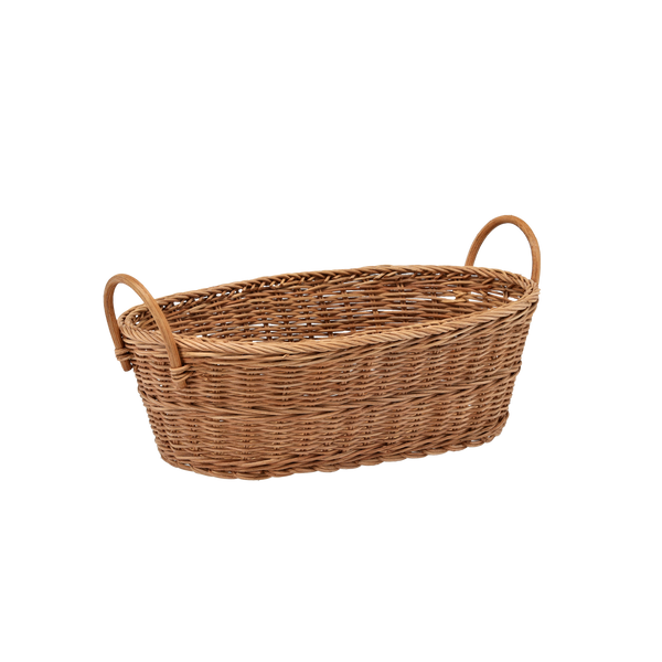 KOSZYK RATTANOWY Z DWOMA UCHWYTAMI OWALNY 38 x 24 x 12/19 CM *6195