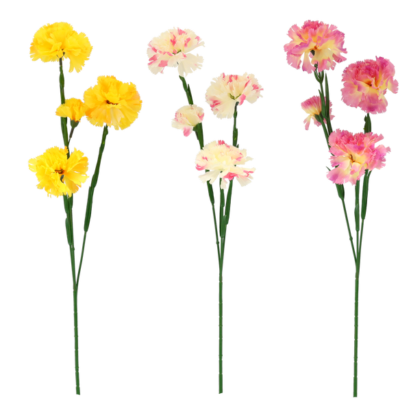 SZTUCZNA GAŁĄZKA - GOŹDZIK Z TRZEMA KWIATAMI 67 CM MIX KOLORÓW opak=84 szt *3086