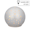 SKLENĚNÁ OZDOBIČKA - BÍLÁ S HVĚZDIČKAMI LED 12 x 11 CM balení=4ks *1839