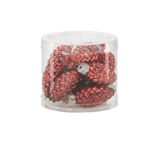 KPL. 12 BOMBEK CHOINKOWYCH SZKLANYCH - SZYSZKI 2,7 x 5,9 CM MIX KOLORÓW *2119