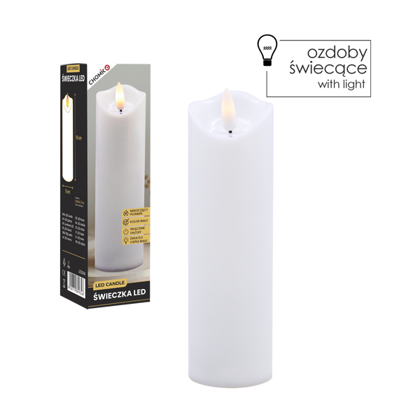 LED CANDLE WHITE 5 X 17,5 CM