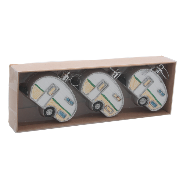 SET DE 3 ORNAMENTE DE CRĂCIUN 8 CM PRADUIRE CAMPING MIX CULORI *5348