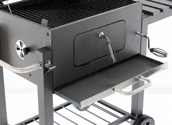 LARGE CHARCOAL GARDEN GRILL WITH LID, CAST IRON GRATE AND CASTORS 114,5 x 60 x 108 CM