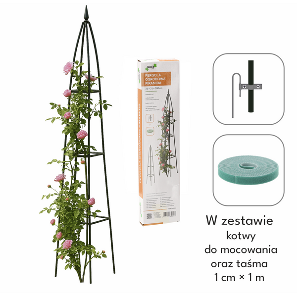 ZÁHRADNÁ PERGOLA PYRAMÍDA 31 x 31 x 200 CM (+ UKOTVENIA) *0293