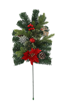 Vianočná dekorácia - Vetvička 60 cm červená s poinsetiou *2583