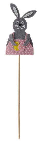 VELIKONOČNÍ DEKORACE NA ŠPEJLI - ZAJÍČEK 6 x 9 CM MIX 3 VZORY bal=12ks *8994