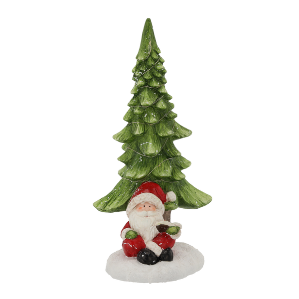 FIGURKA BOŻONAR. – MIKOŁAJ Z CHOINKĄ LED 19,5 x 20,5 x 43 CM opak=1 szt *5159