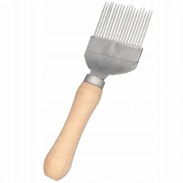 HONEY UNCAPPING FORK WITH WOODEN HANDLE 20 x 6.5 CM