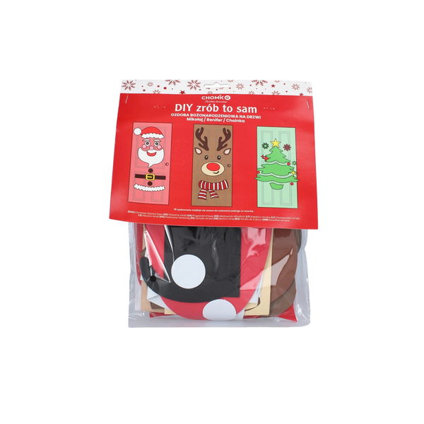 ORNAMENT DE CRĂCIUN PENTRU UȘĂ "FĂ-O ÎNSUȘI" BRAZI/MOȘ CRĂCIUN/RENIFER ambalaj=12buc *7106