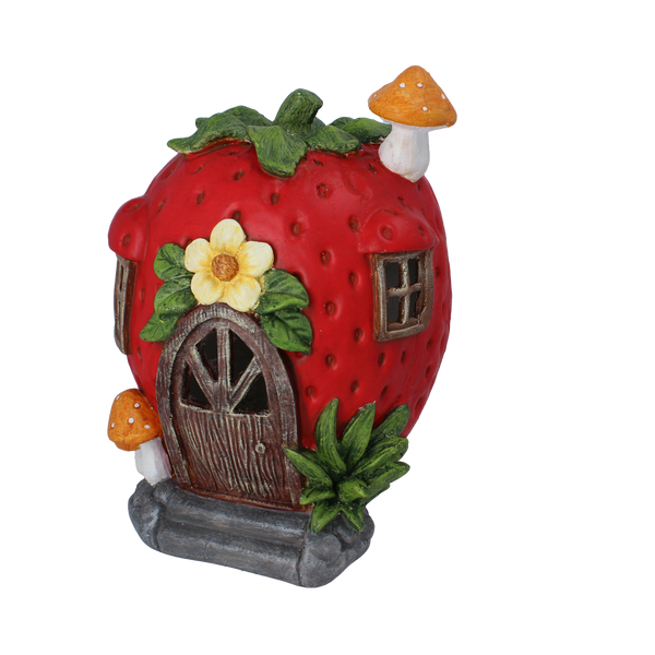 Záhradná figúrka - domček jahoda 26,5 x 28 x 36,5 CM LED *7546