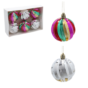 SET OF 6 CHRISTMAS TREE ORNAMENTS - PUMPKIN MIX OF COLORS 6CM