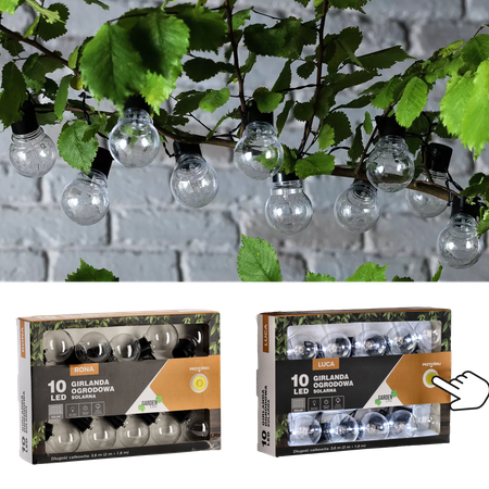 SOLAR GARDEN GARLAND LENGTH 2 + 1.8 M LUCA 10 LED COOL WHITE