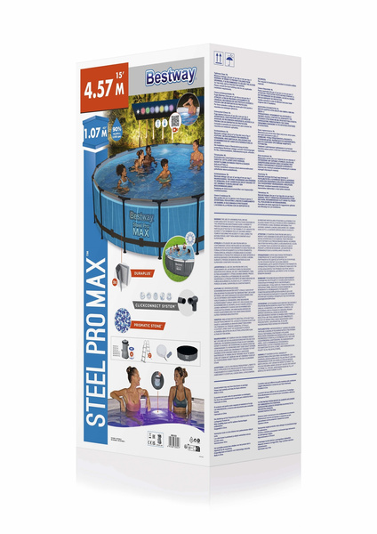 BASEN STELAŻOWY 4.57 x 1.07 M ( BASEN, POMPA FILTRUJĄCA , DRABINKA , POKRYWA, OŚWIETLENIE LED) *3417