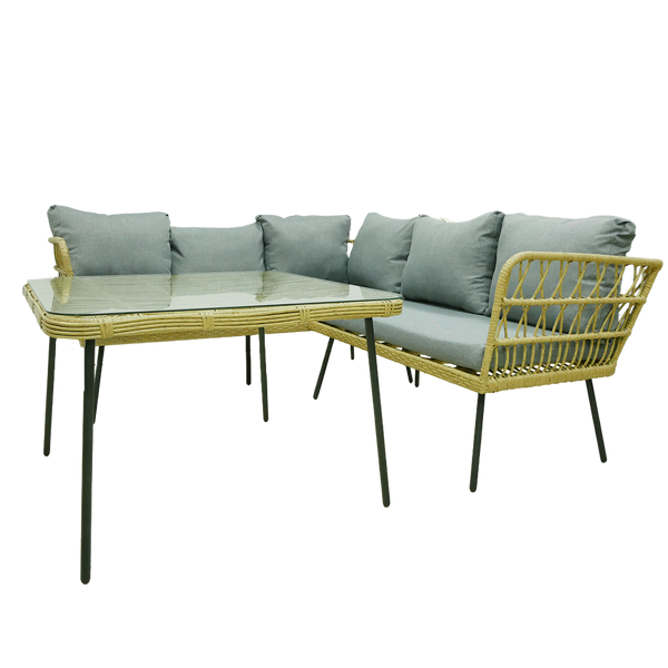 SET DE MOBILIER PENTRU GRĂDINĂ (CANAPEA PE COLT, MASĂ) - MARO, PERNE - GRI *3354