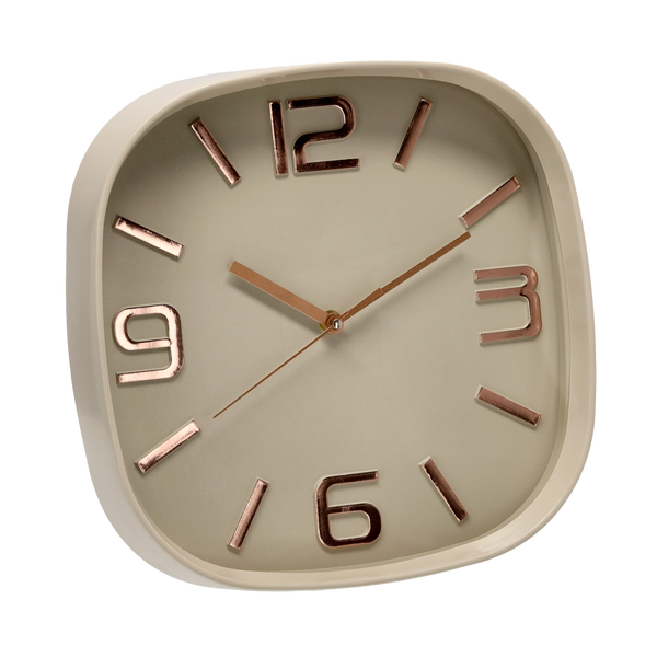 ZEGAR WISZĄCY KWADRATOWY 30,3 x 30,3 x 5,7 CM BEŻOWY/NIEBIESKI *5531