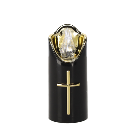 CANDLE LED RICO 12,5CM NEGRU+AURIU ALB RECE*8009