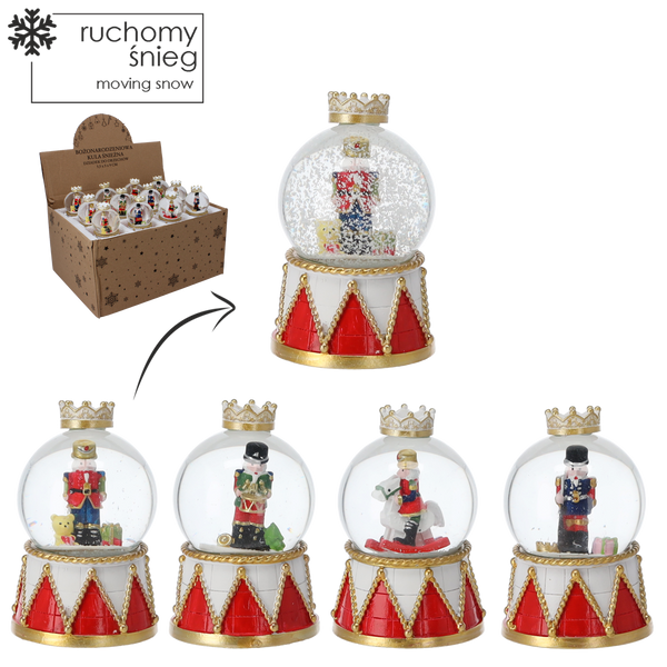 VÁNOČNÍ SNĚHOVÁ KULIČKA - KULIČKA NA OŘÍŠKY 5,5 x 5 x 9 CM MIX VZORŮ disp=12ks *5683