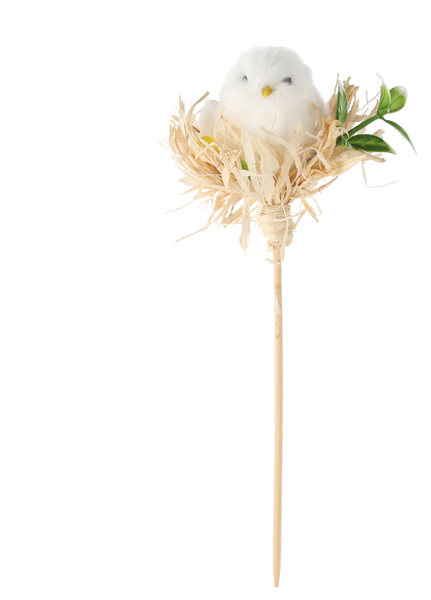 EASTER PICK DECORATION - CHICK ON STRAW 5 x 23 CM MIX 3 DESIGNS pack=12pcs