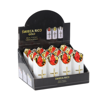 LED SVIECA RICO 12,5CM S BATÉRIAMI BIELA+ZLATÁ ČERVENÝ PLAMEŇ*7866