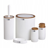 ROUND BATHROOM SET 5 PCS. WHITE / WOOD