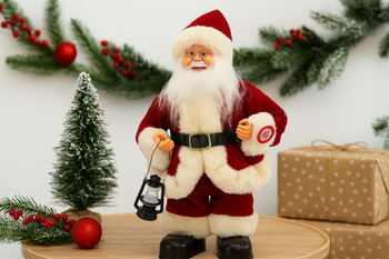 SANTA CLAUS WITH LANTERN 30 CM - DANCING - SINGING