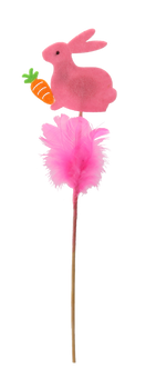OZDOBA WIELKANOCNA NA PIKU - ZAJĄCZEK W PIÓRKACH 29 CM MIX 4 KOLORÓW opak=12szt *9540