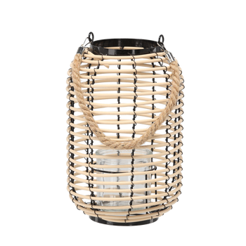 LAMPION 20 x 30 CM CU INSERT STICLA - NEGRU-NATURAL *3124