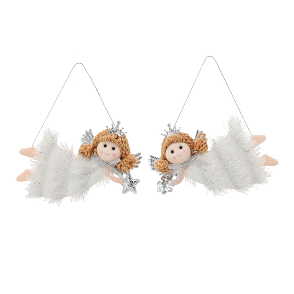 CHRISTMAS DECORATION ANGEL WITH STAR / SNOWFLAKE HANGING 13 X 7 CM pack=12pcs