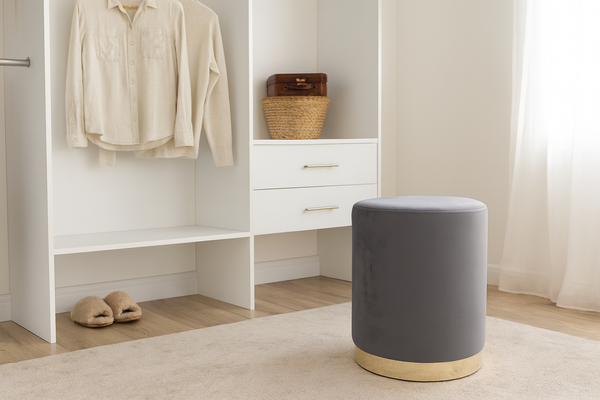 ROUND POUF 28 X 42 CM DARK GREY