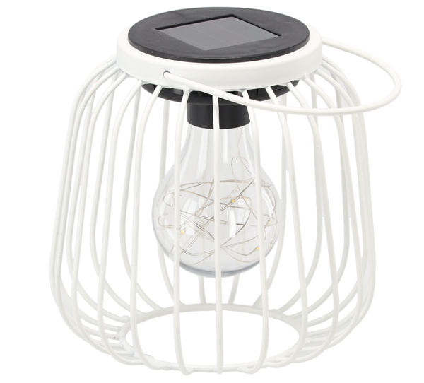 SOLAR LANTERN METAL WHITE 15 CM