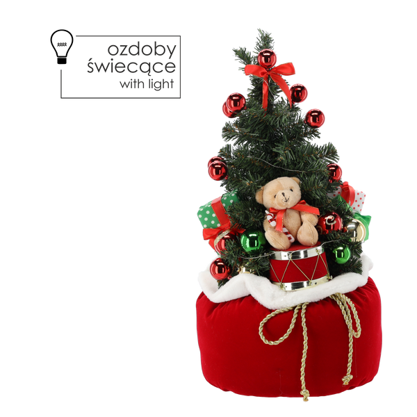 CHRISTMAS FIGURE - ARTIFICIAL CHRISTMAS TREE IN SANTA'S SACK - LED + MELODY