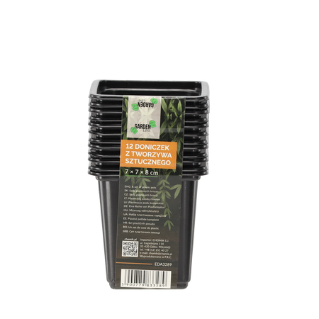 SET OF 12 PLASTIC POTS 7 x 7 x 8 CM
