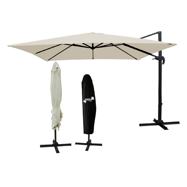 GARDEN UMBRELLA "ROMA" 3 X 3 M BEIGE WITH COVER