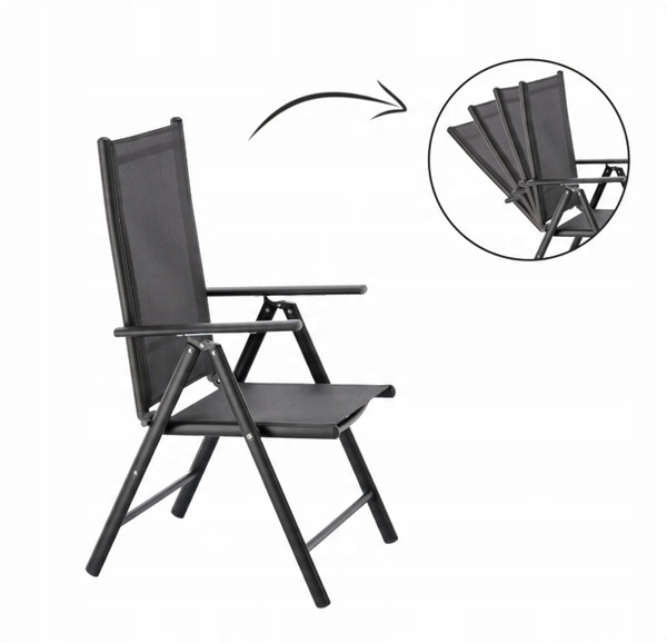 Scaun de grădină pliabil din aluminiu 66 x 56 x 107 cm gri *3804