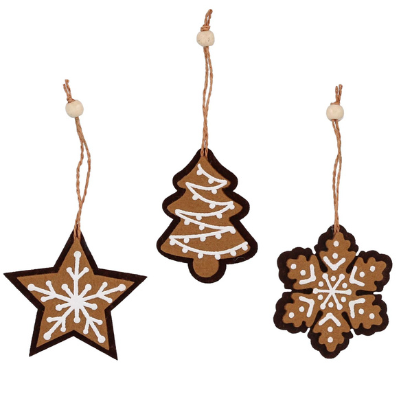 DECORAȚIUNE DE CRĂCIUN - COLAC DIN MIERE 6 x 7,5 CM MIX PATTTERNS pachet=12buc *0219