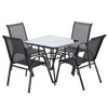 ZESTAW MEBLI OGRODOWYCH - 4 KRZESŁA + KWADRATOWY STOLIK - CZARNY *3521
