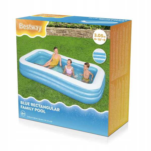 Bestway® 10' x 6' x 22"/3.05m x 1.83m x 56cm Blue Rectangular Pool