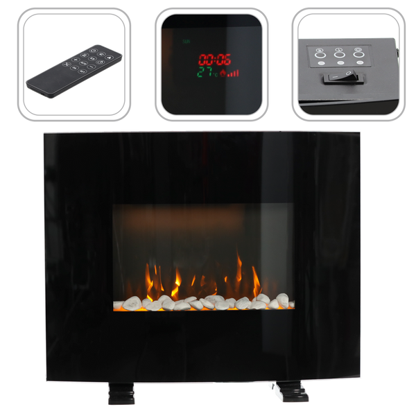 WALL-MOUNTED FIREPLACE WITH FLAME EFFECT - 61 X 13,5 X 48 CM - 1000/2000W
