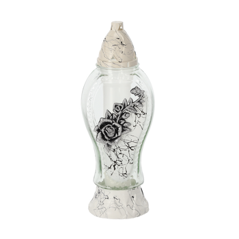 CANDLE 35CM/48H L1750 TRANDAFIR MARMUR ALB-SILVER PACH=6BUC*1010