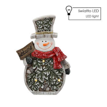 FIGURINE OF THE NATIVITY - SNOWMAN WITH LEAVES 25.5 X 9.5 X 37.5 CM LED