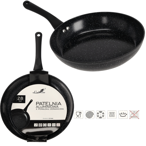 PATELNIA ALUMINIOWA 28 CM 2,3 MM Z POWŁOKĄ CERAMICZNĄ (INDUKCJA)   *6429