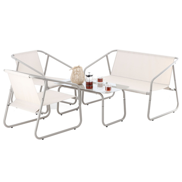 GARDEN FURNITURE SET - SOFA, 2 CHAIRS, TABLE - BEIGE