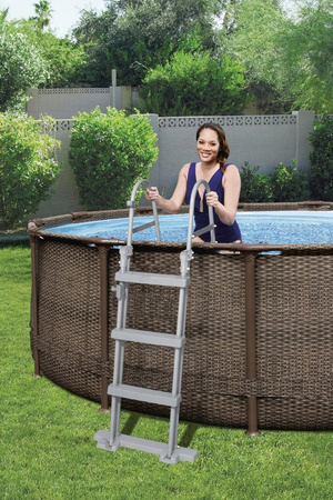 PISCINA RATTAN ÎN AER 3,66 X 1 M (PISCINĂ, POMPĂ DE FILTRARE, SCARA) *6558 *6211