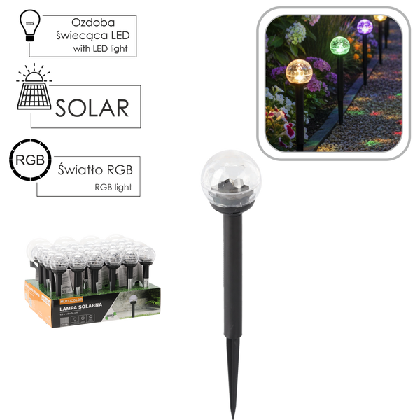 LAMPA SOLARNA MULTICOLOR 6,5 x 6,5 x 34 CM, disp.24szt*9895