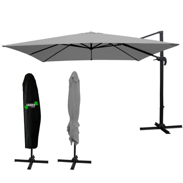 GARDEN UMBRELLA "ROMA" 3 X 3 M GRAY WITH COVER