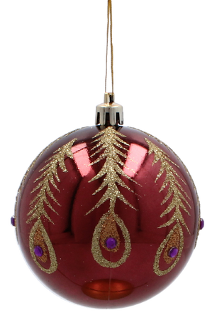 KPL. 6 BOMBONELE DE CRĂCIUN BURGUND 8 CM MIX DE MODELE *5843