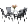 ZESTAW MEBLI OGRODOWYCH - 4 KRZESŁA + KWADRATOWY STOLIK - CZARNY